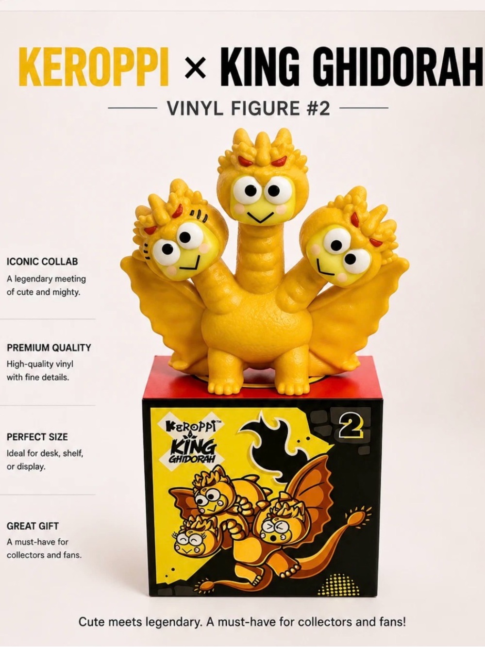 Keroppi King Ghidorah Toy Figure Happy Meal Hello Kitty x Godzilla McDonalds